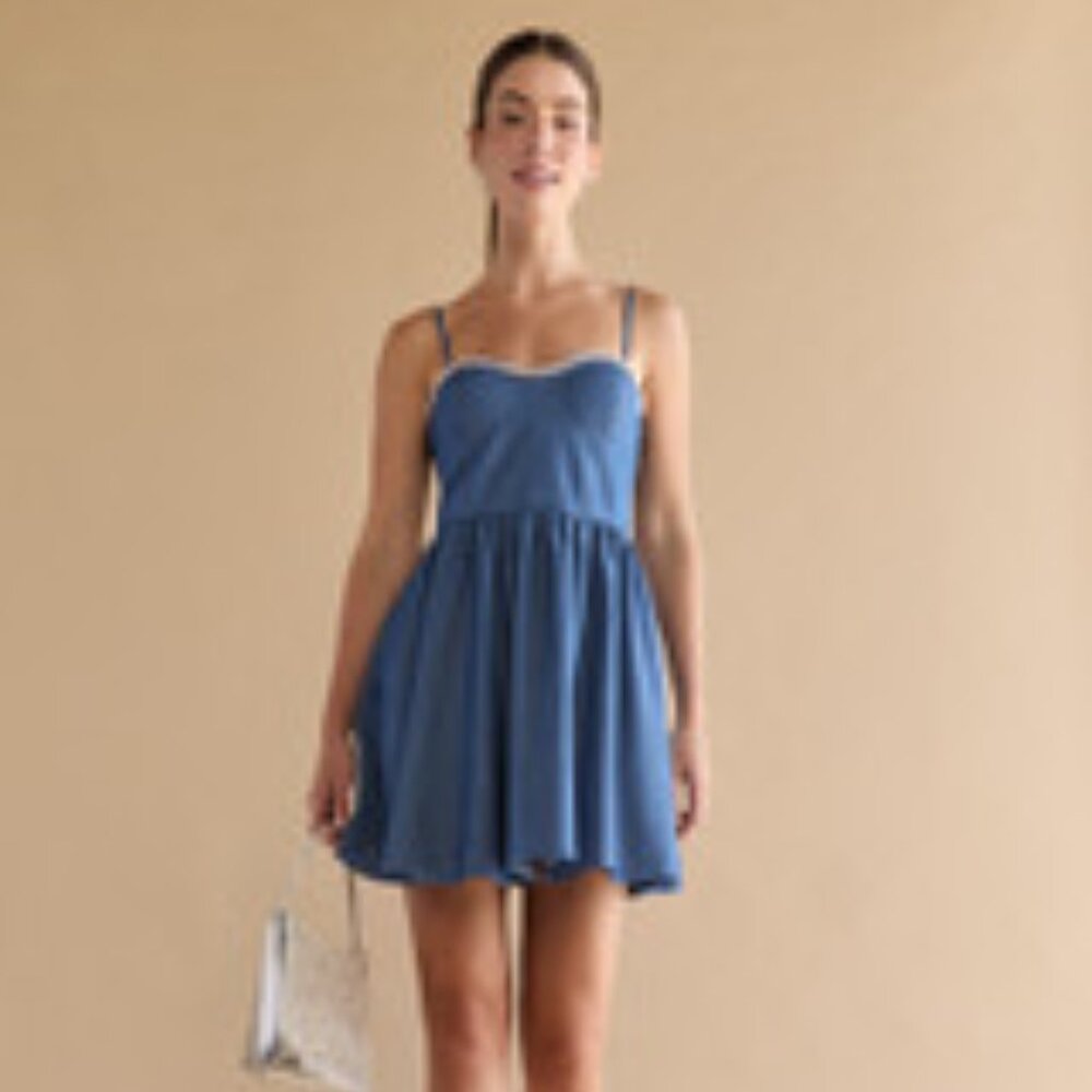 Francescas Sandy Pearl Corset Fit And Flare Mini Dress